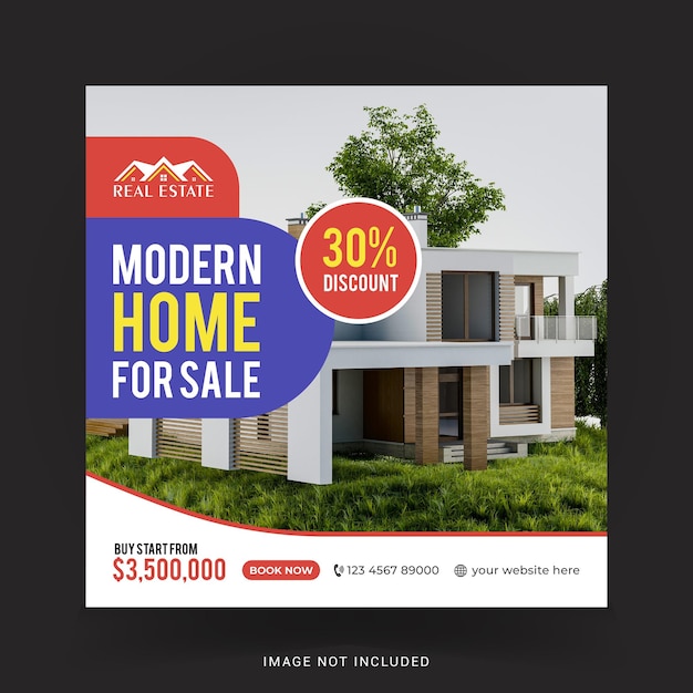 Vector real estate social media post template design