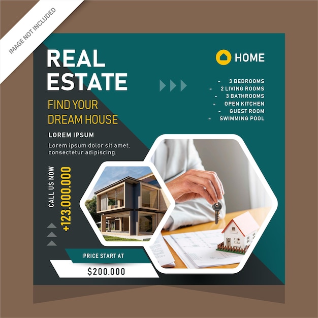 Real estate social media post template design