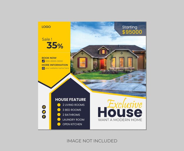 Real estate social media post template editable post template social media banners