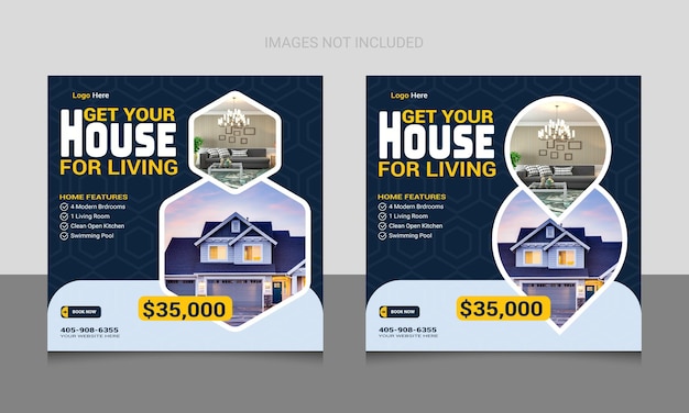 Vector real estate social media post template real estate social media post design social media post desi