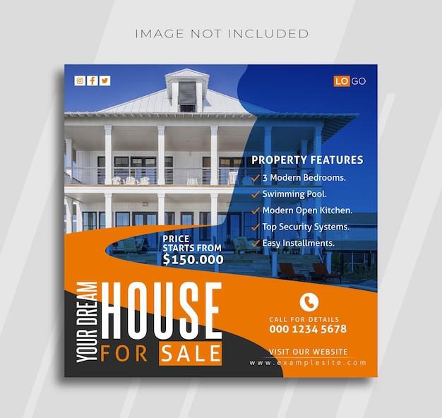 Real estate social media post web banner promotional template design