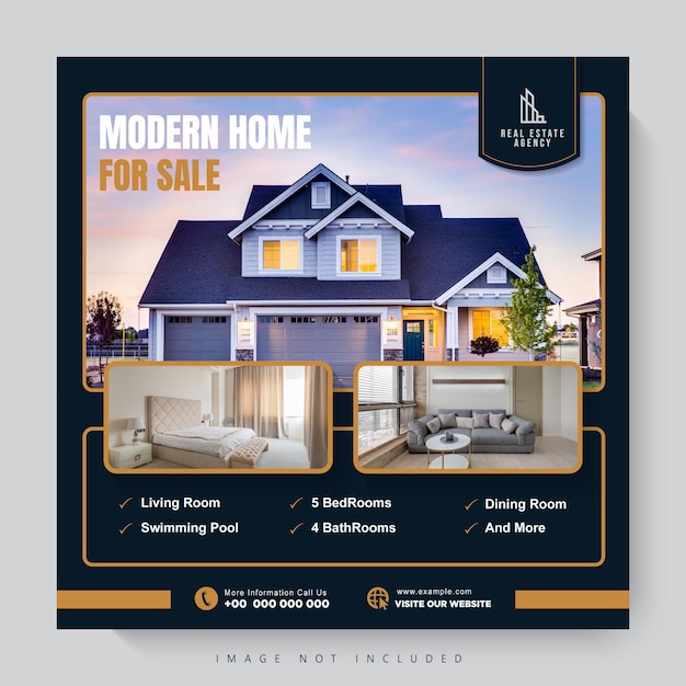 Real estate social media square banner template