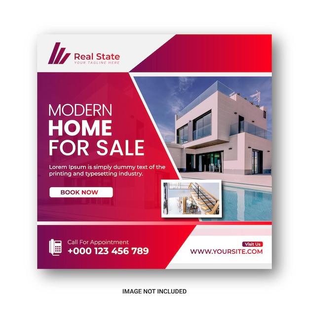 Vector real estate square banner and social media post