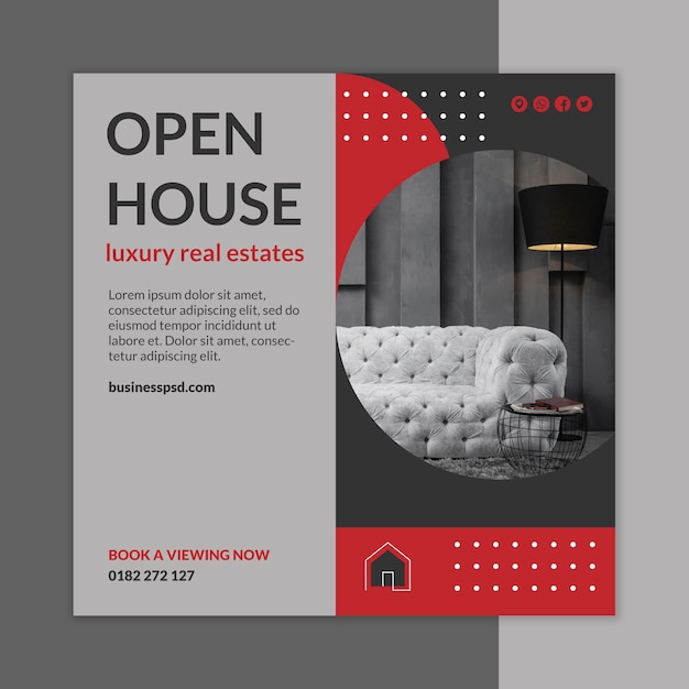 Real estate square flyer template