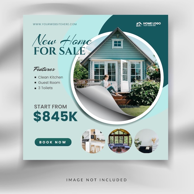 Real estate square social media promotion template