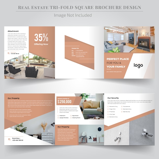 Real estate square trifold brochure design