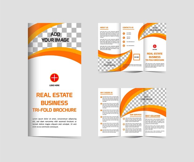 Vector real estate tri fold brochure design template vector