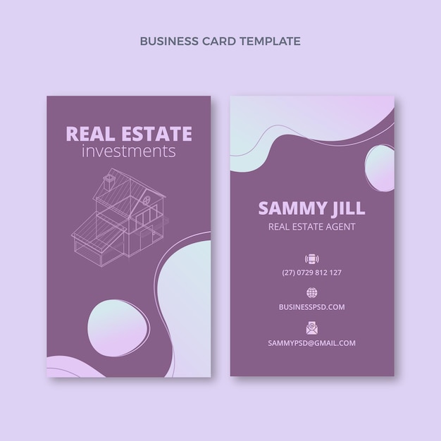 Vector real estate vertical business card template