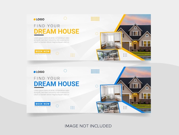 Real estate web banner and social media Facebook cover template