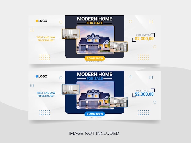 Real estate web banner and social media Facebook cover template