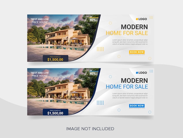 Vector real estate web banner and social media facebook cover template