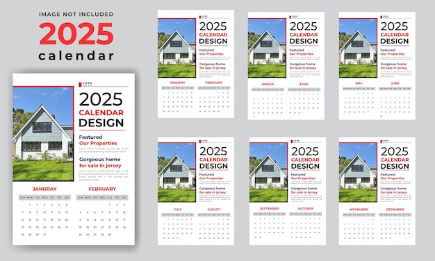 real estatereal estate Wall Calendar 2025 Wall calendar design template for 2025 minimalist clean