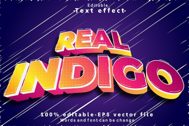 Real Indigo Editable Text Effect 3D Modern Style