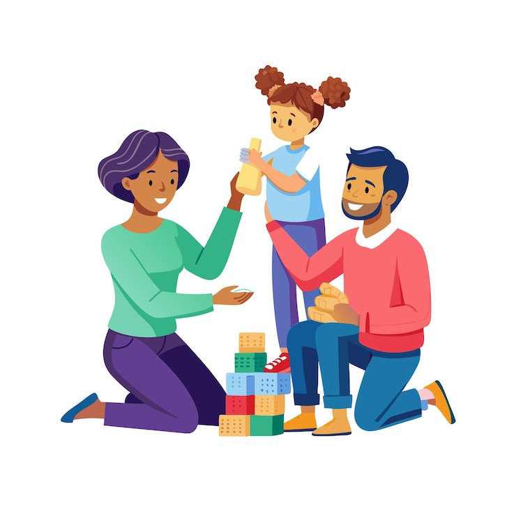 Vector real life family moments vector illustration concepts