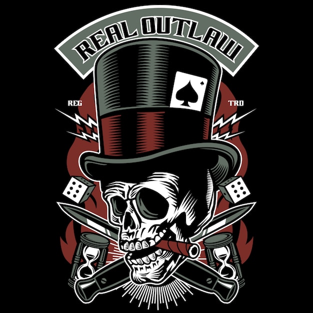 Vettore real outlaw skull