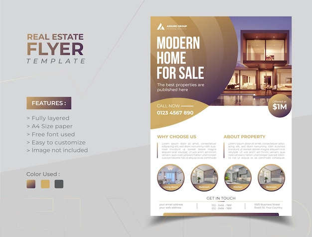 Vector real state flyer template - home selling advertisement.