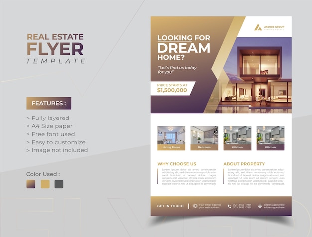 Vector real state flyer template - home selling advertisement.