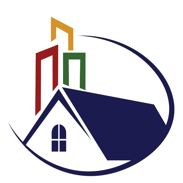 Real state huisvesting logo vector illustratie kleurrijke huizen logo voor stad ronde vorm