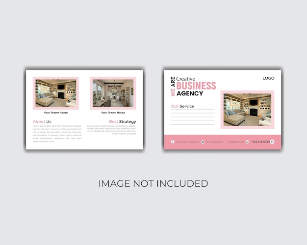 Real State post card design template vector simple design template