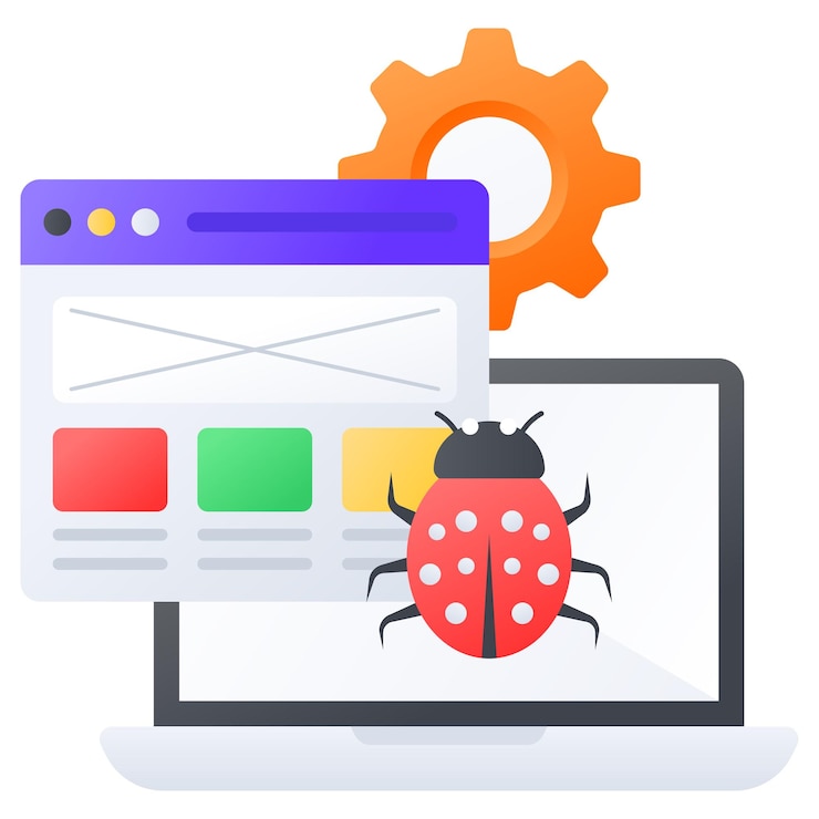 Vector real time debugging tool concept browser based code inspection utility vector color icon design we