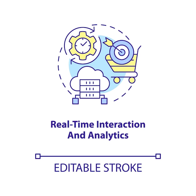 Real time interaction and analytics concept icon