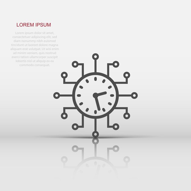 Vector real-time pictogram in platte stijl klok vectorillustratie op witte geïsoleerde achtergrond bekijk bedrijfsconcept