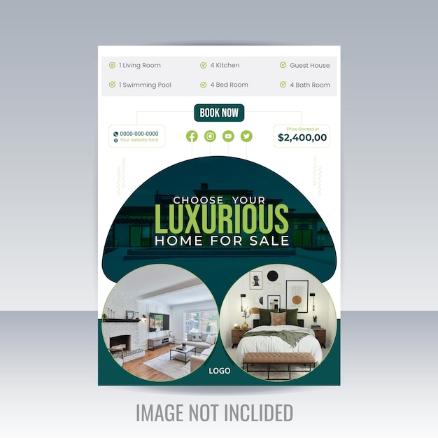 Realestate flyer liflate poster design template