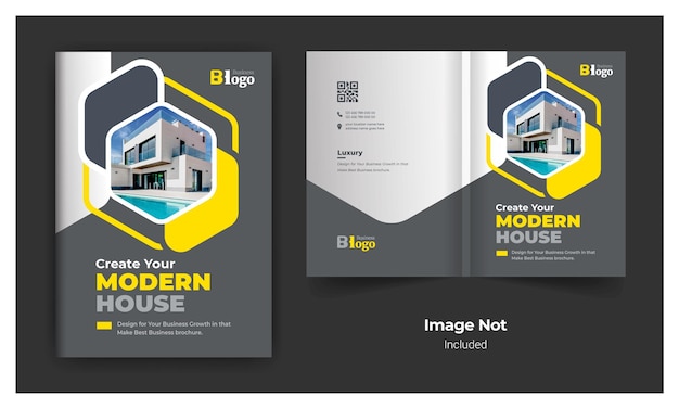 부동산 또는 건설 사업 브로셔 표지 디자인 서식 파일 다채로운 현대 레이아웃 테마