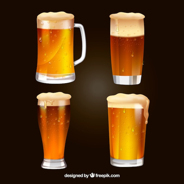 Vector realisitc beer glass & mug collection