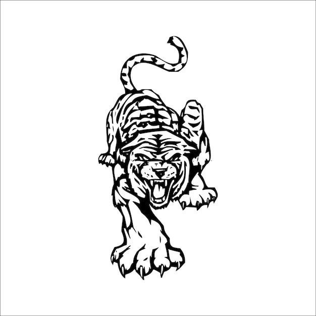 ベクトル リアリズム タッチ 印象的な黒と白の虎のタトゥーデザイン