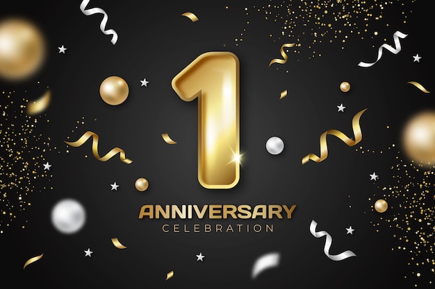 Vector realistic 1 year anniversary card