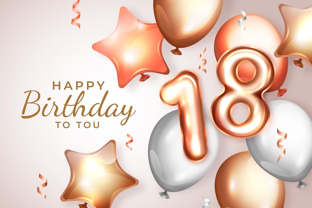 Vector realistic 18th birthday background