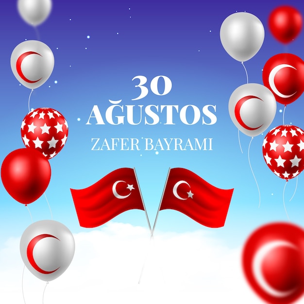 Vector realistic 30 agustos illustration with balloons