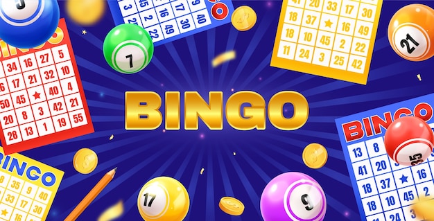 Vettore composizione realistica dello sfondo del bingo 3d