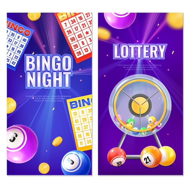 Vettore set di banner bingo 3d realistici