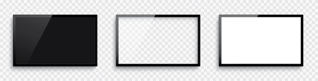 Vector realistic 3d blank tv screen. television, modern screen lcd, led, hd, 4k, 5k. modern lcd wall panel. blank television template. empty tv frame with shadow - stock vector.