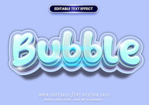 Realistic 3d bubble cartoon editable text effect