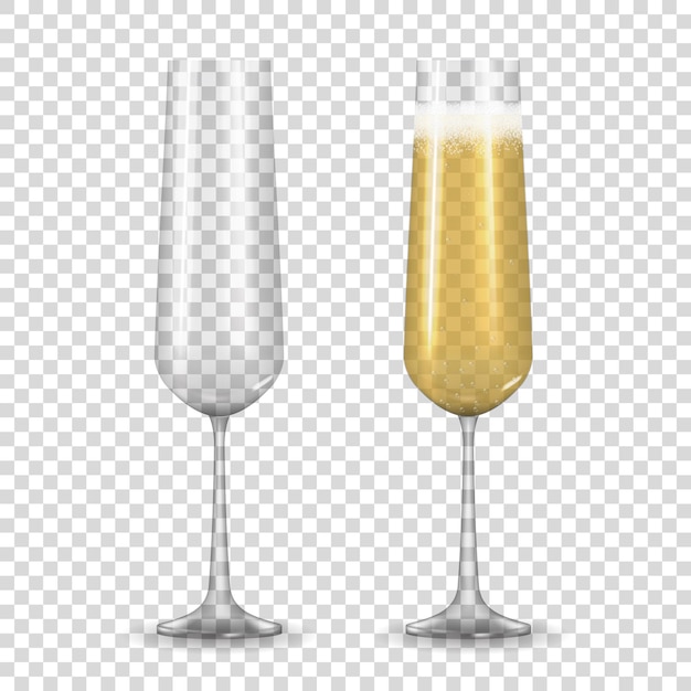 Vector realistic 3d champagne  glass