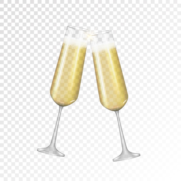 Vector realistic 3d champagne golden glass icon isolated