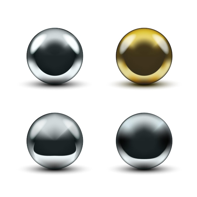 Vector realistic 3d chrome ball isolated on white background