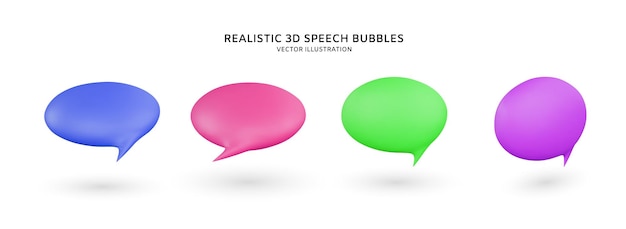 Vector realistic 3d colorful speech bubble vector illustration