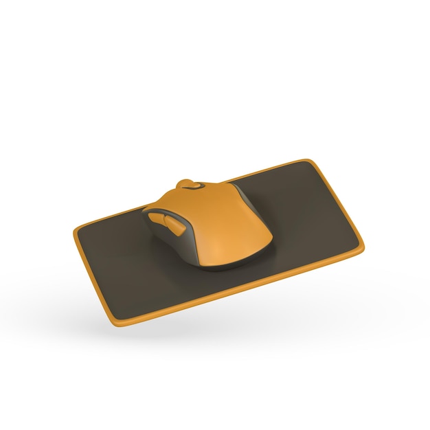 Vettore realistico mouse wireless per computer 3d su pad in stile cartone animato concetto di attrezzatura per computer vettoriale