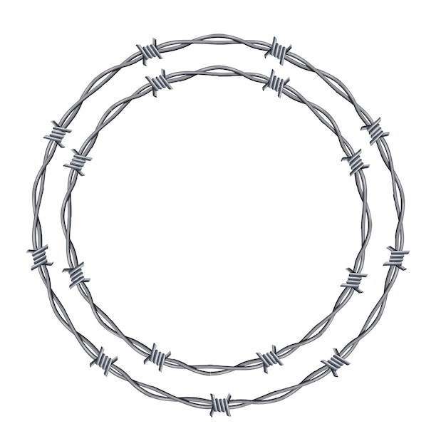 Realistic 3d Detailed Barbed Wire Frames Set Vector