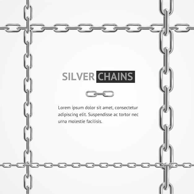 Vector realistic 3d detailed chain frame steel vector