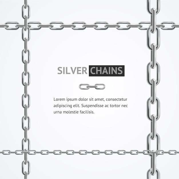 Realistic 3d detailed chain frame steel vector