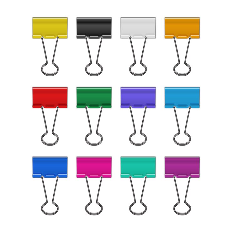 Vector realistic 3d detailed color binder clip set vector