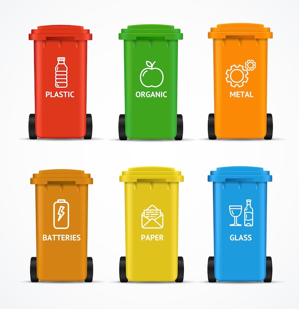 Realistic 3d Detailed Color Recycled Bin Vector