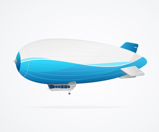 Realistic 3d Detailed Dirigible Fly Card Vector