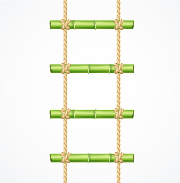 Realistic 3d detailed green bamboo ladder vector