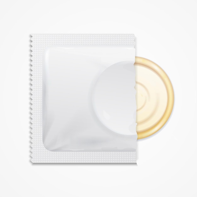 Realistic 3d Detailed Open Condom Pack Vector